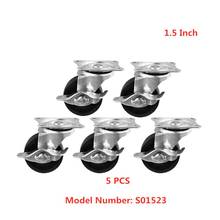 5 Pcs/Lot Casters 1.5 Inch Black Pp  With Brake Diameter 40 Flat Lockable Furniture Tea Table Small Wheel 2024 - buy cheap