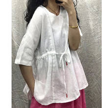 Women Solid Color Cotton Linen Blouse Ladies Loose Vintage Shirts Tops Female 2020 Summer Casual Blouses 2024 - buy cheap