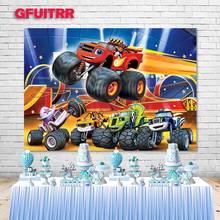 GFUITRR Blaze and the Monster Machine Photography Backdrop Boys 1st Birthday Racing Photo Background Red Vinyl Photo Booth Props 2024 - buy cheap