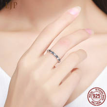 Подлинное 925 пробы Серебряное кольцо сердце черное CZ Кольцо на палец кольцо с гравировкой в виде сердца кольца для женщин ювелирные изделия для помолвки юбилей 2024 - купить недорого