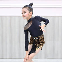 Fringe Latin Dance Skirt Set Girls Tap Dance Wear Long Sleeve Stage Costume Summer Clothes Leoaprd Salsa Dancer Outfit DL7685 2024 - buy cheap