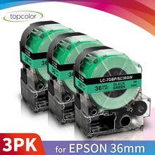 Topcolor-fita de etiqueta para impressora, compatível com kingjim epson 36mm, sc36gw, fita preta sobre verde para epson label 1000 2024 - compre barato