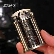 Zorro-mechero de latón a prueba de viento, encendedor de aceite de descompresión creativo, pilar de dragón, encendedor de encendido basculante, regalo de colección 2024 - compra barato