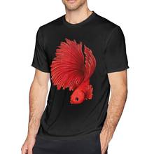 Fish Betta T Shirt Red Betta T-Shirt 100 Percent Cotton Short Sleeves Tee Shirt 4xl Fun Summer Male Tshirt 2024 - buy cheap