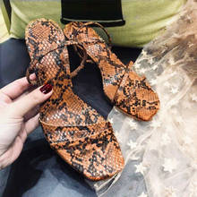 Sandalias de pasarela para Mujer, zapatos de tacón alto con diseño de marca de Color serpiente, para fiesta, de verano, 2020 2024 - compra barato