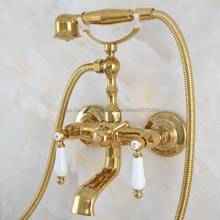 Gold Color Brass Wall Mounted Bathroom Clawfoot Bathtub Faucet & Hand Shower Basin Sink Mixer Tap & Hand Shower Nna864 2024 - buy cheap