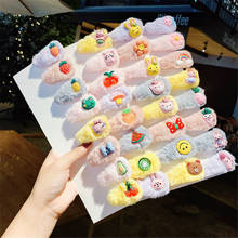 5pcs/Set Winter Cute Cartoon Fruits Plush Fluffy Hair Clip Set Girls Hairpin Hair Accessories Sweet Colorful Barrettes Children 2024 - buy cheap