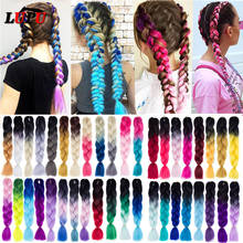 LUPU Synthetic 24inch 100g Synthetic Braiding Hair Extensions Jumbo Braids Tress Strands Of Hair Long Ombre Pink Purple Blonde 2024 - buy cheap