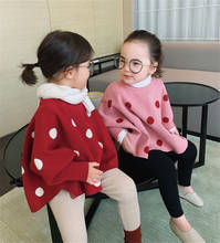 Baby Girl Sweaters 2019 Autumn Winter New Toddler Girl Clothes Kids Polka Dot Knitted Coat Fashion Cute Cloak Sweater Girls Coat 2024 - buy cheap