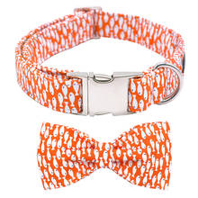 Fish Orange Cotton Fabric Dog Collar and Leash Set with Bow Tie for Big and Small Dog Metal Buckle Pet Accessories 2024 - buy cheap