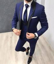 Costume Homme Marriage Navy Blue Men Suit Slim Fit 3 Pcs Colorful Fashion Tuxedo Prom Wedding Suits Groom Blazer Terno Masculino 2024 - buy cheap