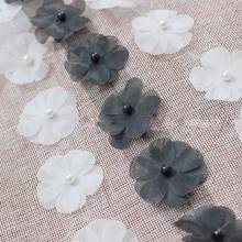 10Yards White Black 2 Layers Flower Pearl Chiffon Embroidered Lace Trim Ribbon Fabric Sewing Craft Patchwork Handmade Decoration 2024 - buy cheap