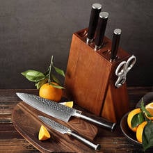 HEZHEN Kitchen Cutlery Set with Cook Knife Holder Storage Damascus Steel Ebony Handle New Arrival Knife Block Stand for Knives 2024 - buy cheap