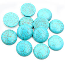 New Fashion 10pcs 25mm  Naturelle Turquoise Material Flat Back Cabochons Cameo  G4-17 2024 - buy cheap
