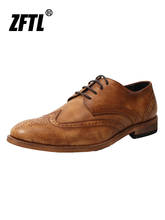 Мужские классические туфли ZFTL, деловые итальянские оксфорды, винтажные официальные Туфли-Броги из натуральной кожи, резные мужские туфли на платформе 2024 - купить недорого