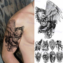 Preto águia tatuagens temporárias para homem adulto tigre lobo palhaço astronauta realista falso tatuagem arte do corpo lavável decoração tatoos 2024 - compre barato