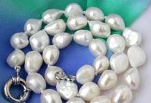 Natural 11-13mm white baroque freshwater cultured pearl necklace 46CM>bead charm body jewelry charm jewelry 2024 - buy cheap