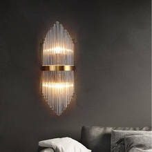 Luminária de parede em cobre com cristal, lâmpada criativa de cristal para quarto e corredor 2024 - compre barato