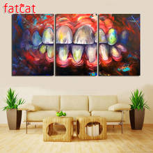 FATCAT 5D Diy Diamond Painting tooth Triptych full square round drill mosaic diamond Embroidery sale Wall Decoration AE1725 2024 - buy cheap