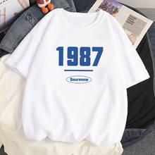 2021 летние хлопковые женские футболки 1987 в стиле Харадзюку аниме Kawaii футболки одежда Ulzzang свободные футболки с коротким рукавом оверсайз Топы 2024 - купить недорого