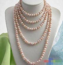 WHITE PINK ROUND FRESHWATER CULTURED 7-8MM PEARL NECLACE 100" 2024 - buy cheap