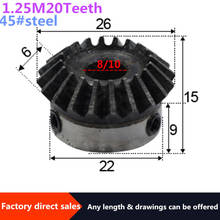 Engranaje cónico de 1,25 M, 20 dientes, Agujero interno de 8/10mm, engranaje de 90 grados, engranajes de acero de ángulo de malla, agujero de tornillo M5, 1 ud. 2024 - compra barato