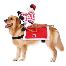 Roupas de natal para cachorro e gato, traje de equitação para gato, cachorro, santa fé, engraçado, traje para festa de natal, roupas para cosplay de cachorro 2024 - compre barato