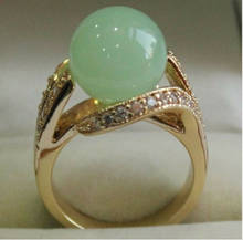 Bonito anillo de mujer de Jade verde de 12MM tamaño AAA 6-10 2024 - compra barato