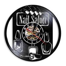 Nail Salon Vinyl Record Wall Clock Modern Design 3D Watches Handmade Exclusive Wall Art Decor For Nail Shop Beauty Salon 2024 - buy cheap