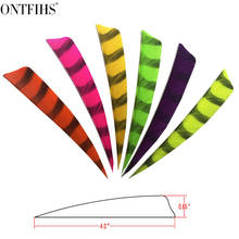 36 шт. ONTFIHS 4 "перья индейки для стрел «сделай сам» полосатые двусторонние перья для стрельбы из лука Fletches Fletching индейка шлейф-щит для резки 2024 - купить недорого