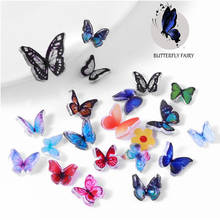 Conjunto de decorações para arte em unhas de borboleta, modelo novo, decoração em liga 3d de chiffon, com glitter e borboleta 2024 - compre barato