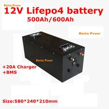 Batería de litio Lifepo4 de ciclo profundo, 12V, 500Ah, 600Ah, 12V, BMS, 4S para inversor de almacenamiento solar, autocaravanas, barcos eléctricos + cargador de 20A 2024 - compra barato