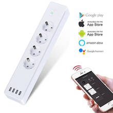 Tuya inteligente wi fi tira de energia inteligente soquetes elétricos 4 soquetes da ue com 4 usb plug timing controle casa inteligente alexa google casa 2024 - compre barato