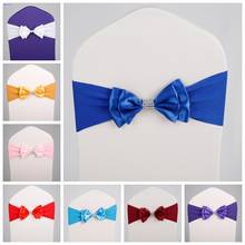 20 Colours Wedding Satin Chair Sash Spandex Lycra Bow Tie Band Ready Made For Use Banquet Hotel Party Decoration 2024 - buy cheap