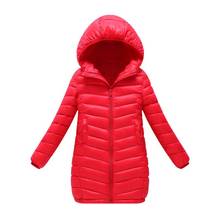 Autumn & Winter Girls Cotton Coats Cotton Jackets Long With Hooded Light and Warm Solid Color Fashion Kids Coats Size 110-150 2024 - buy cheap