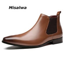 Dropshipping Big Size 39 46 Men Boots Classic Elegant Cow Leather Sharp Stylish Boots Misalwa Gentleman Italian Office Shoes 2024 - buy cheap