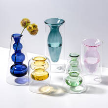 Nordic style Colourful Glass Transparent Vase Flower Arrangement Hydroponic Aquaculture Bottle Home Living Room Table Decoration 2024 - buy cheap