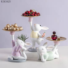 European Cute Rabbit Storage Tray Resin Cartoon Animal Sculpture Figurines Home Candy Jewelry Storage Tray Gift Home Decoration 2024 - buy cheap