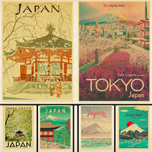 Retrô visita japão tokyo arte pinturas de viagem vintage fotos de parede papel kraft adesivo de parede impresso decoração para casa/bar 2024 - compre barato