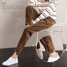 2019 Winter Warm Lining With Fluff Women Pants Corduroy Thick Female Daddy Trousers 2024 - buy cheap
