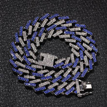 Fashion Iced Prong Cuban Link Chains Necklaces 13mm Mutil-Colored Blue Black Rhinestones Hip Hop Jewelry Mens Drop Shipping 2024 - buy cheap