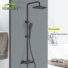 Black White Chrome  Thermostatic Shower Faucet Hot Cold Mixer Tap Rain Bathtub 2-way Handheld Shower Systems Set 2024 - buy cheap