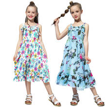 Vestido Floral elegante con tirantes para niña, vestidos bohemios con volantes de princesa, ropa para vacaciones en la playa, Verano 2024 - compra barato