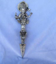 Espada budista tibetana de plata antigua coleccionable, cabeza de elefante tallada/estatua de daga Ritual tibetano, largo de 13 pulgadas 2024 - compra barato