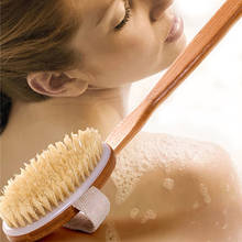 Natural Bristle Bath Brush Wood Removable Exfoliating Body Massager Woman Man Skin Care Dry Body Brush Bathroom Supplies 2024 - buy cheap