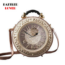 Bolso de mano Vintage con reloj Real para mujer, bolso de hombro femenino, cruzado, de diseñador de lujo, de cuero 2024 - compra barato