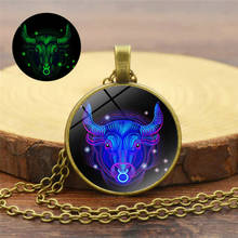 12 Constellation Glass Dome Pendant Necklace Fashion Women Men Couple Jewelry Fashion Alloy Glow In The Dark Necklace Accesories 2024 - buy cheap