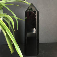 Coluna hexagonal de cristal de obsidiana natural, pedra mineral de cura para decoração de casa, presente 2024 - compre barato