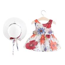 2PCS/Set Girls Dress +Hat Cotton Comfortable Children's Dress Summer Dress Floral Girls 0-3Y Sleeveless Dress For Children 2024 - buy cheap