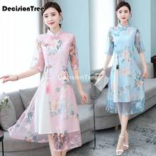 2022 chinese dress traditional chinese dress for women cheongsam qipao silk clothing retro qi pao oriental style cheongsam dress 2024 - buy cheap